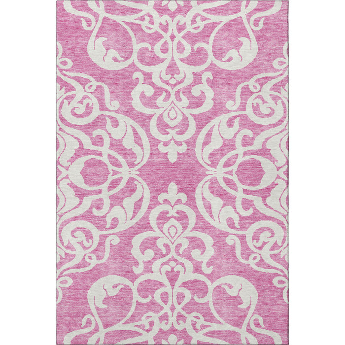 10' X 14' Damask Washable Area Rug With UV Protection (676908) - Blush / Ivory