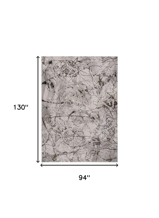 8' x 11' Abstract Area Rug - Ivory Gray And Brown