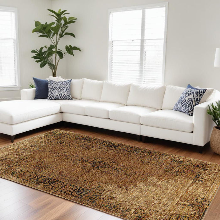 10' x 13' Oriental Power Loom Area Rug - Brown