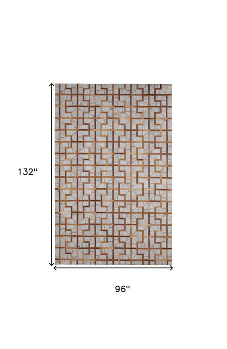 8' x 11' Geometric Hand Woven Area Rug - Tan Brown And Gray