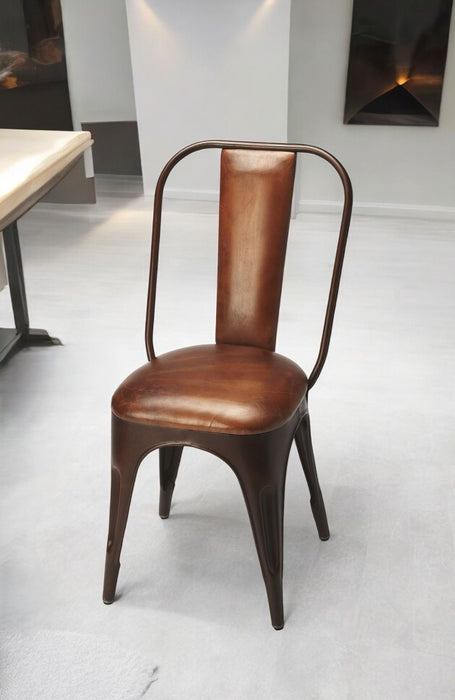 Faux Leather, Side Chair - Brown