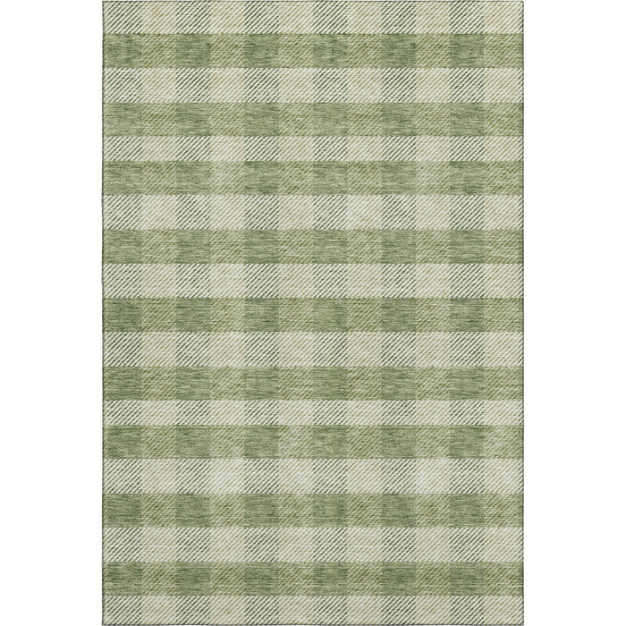 10' X 14' Plaid Washable Area Rug With UV Protection (673465) - Green / Ivory