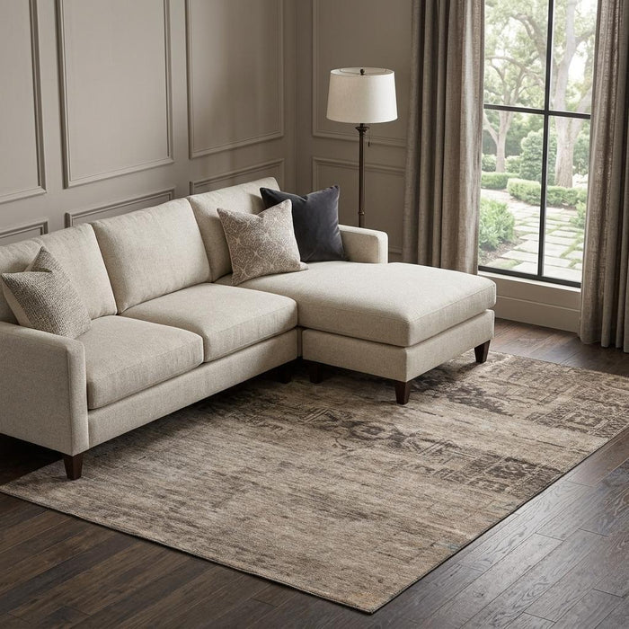10' X 14' Oriental Washable Area Rug With UV Protection (695948) - Brown / Taupe