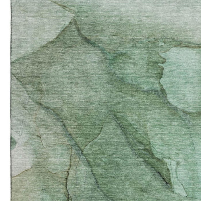 9' X 12' Abstract Washable Area Rug With UV Protection (651099) - Green / Ivory
