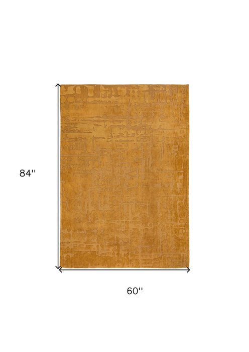 6' x 8' Abstract Non Skid Area Rug - Yellow