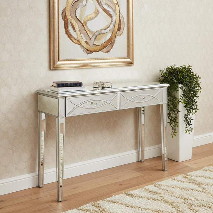 Glass Mirror Console Table - Silver