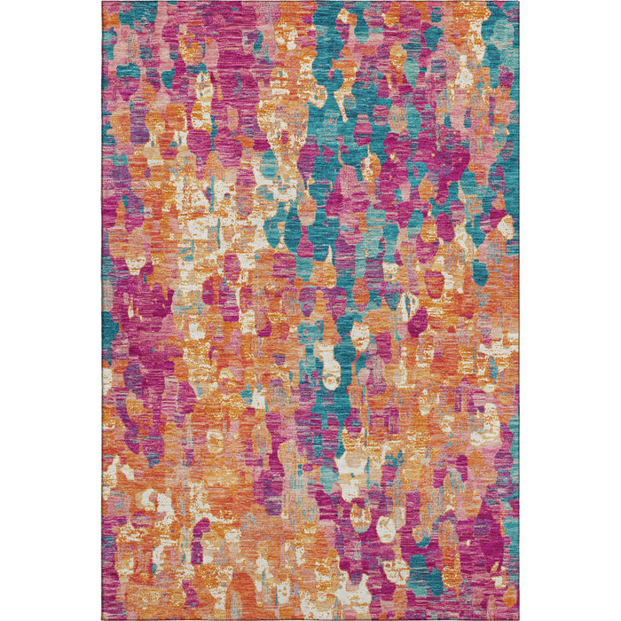 10' X 14' Abstract Washable Area Rug With UV Protection (718370) - Blush / Teal
