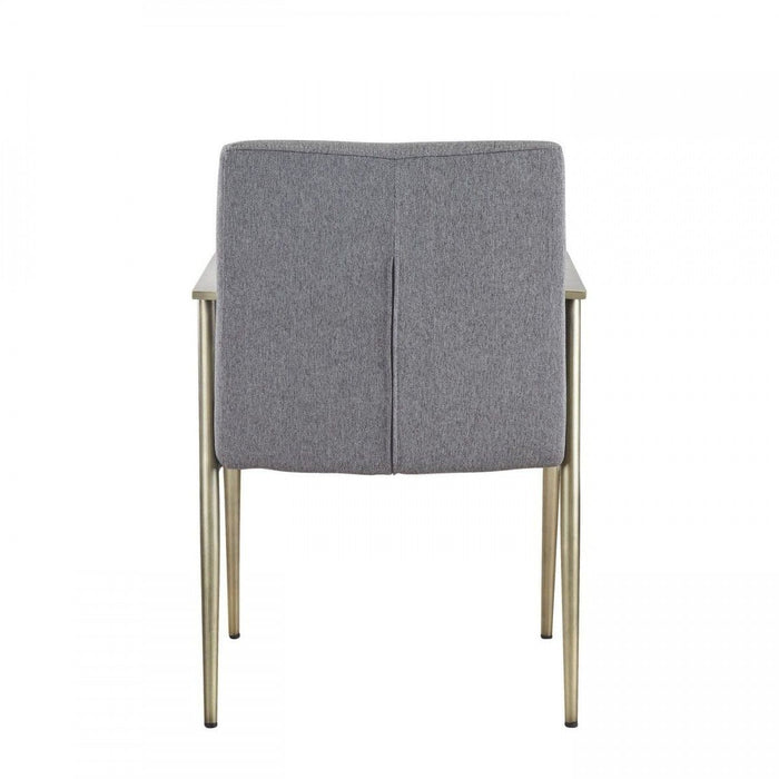 Upholstered Fabric Dining Chair With Arms - Gray