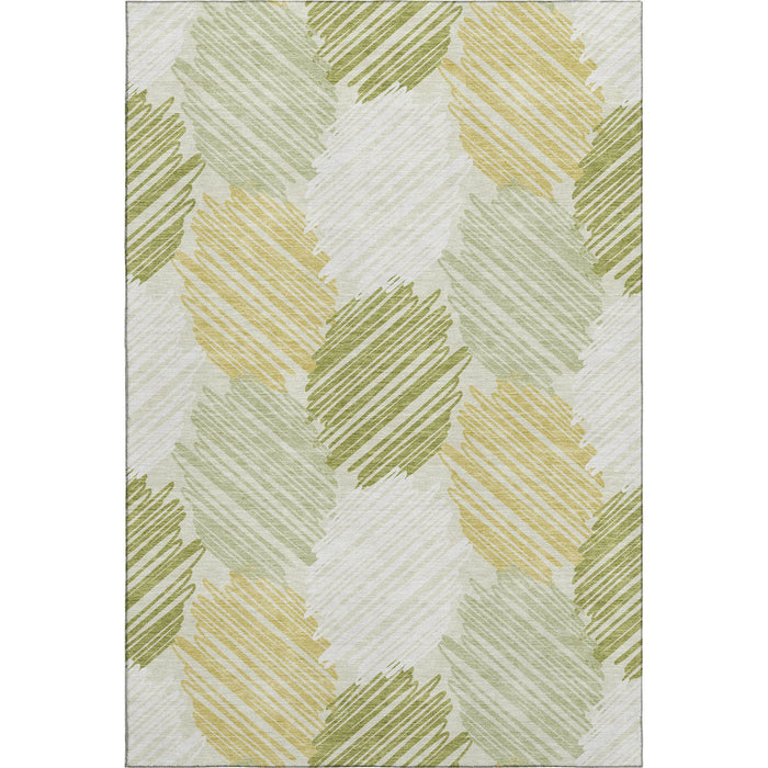 10' X 14' Geometric Washable Area Rug With UV Protection (708898) - Green / Ivory / Gray