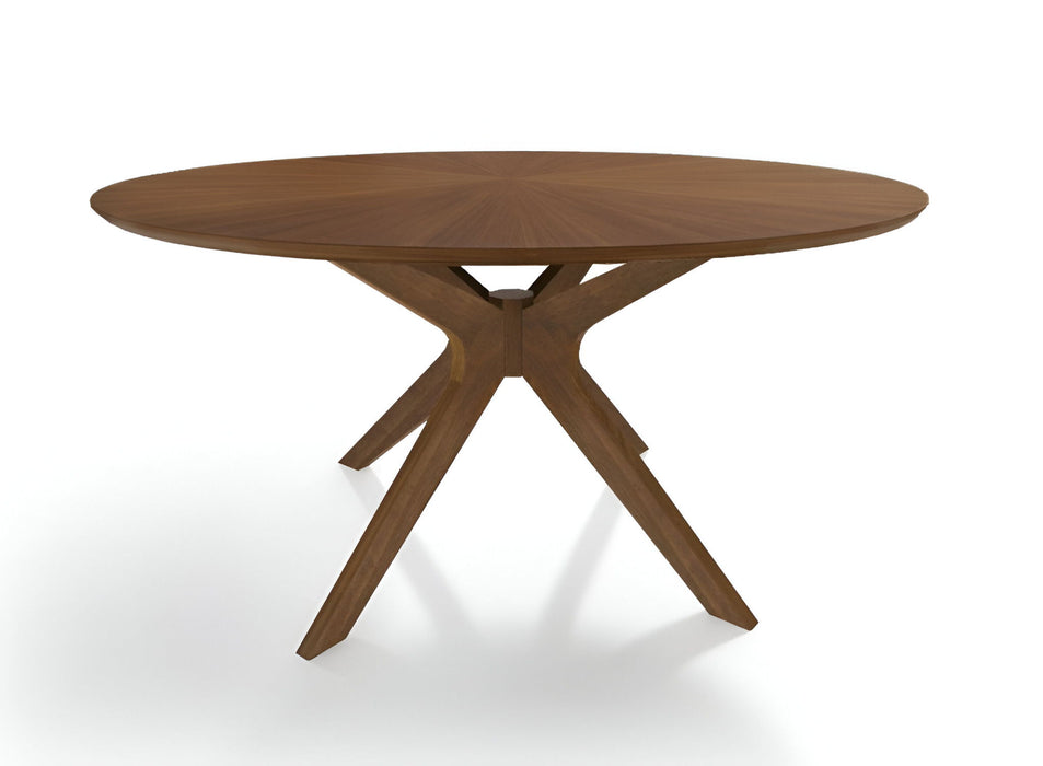 47" Rounded Solid Manufactured Wood Pedestal Base Dining Table - Brown