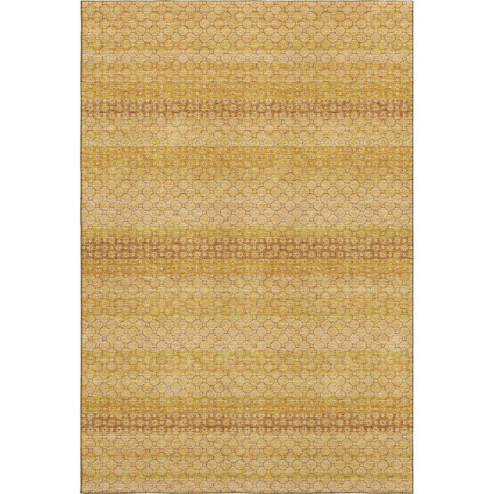 10' X 14' Striped Washable Area Rug With UV Protection (693624) - Wheat / Gold / Beige