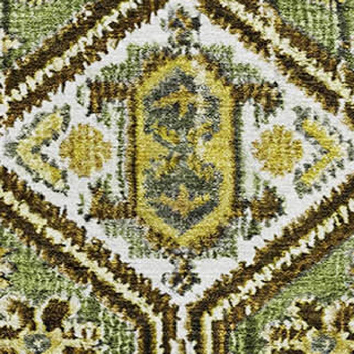 10' X 14' Geometric Washable Area Rug With UV Protection (705167) - Olive Green / Ivory / Brown