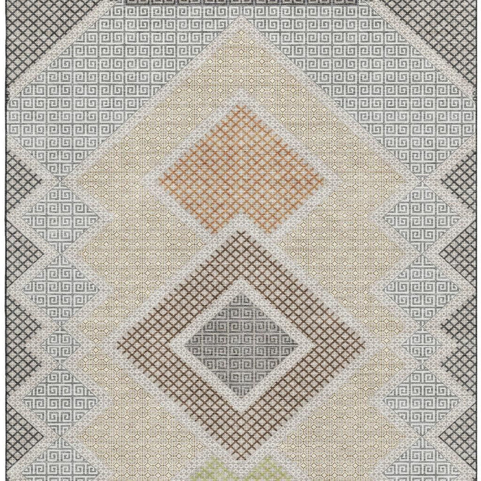 10' X 14' Geometric Washable Area Rug With UV Protection (718310) - Pewter / Copper