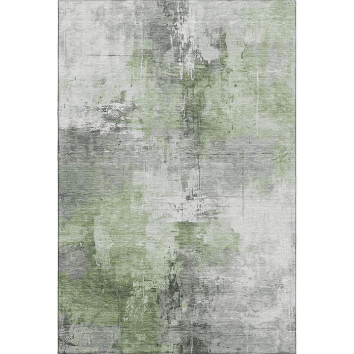 10' X 14' Abstract Washable Area Rug With UV Protection (696668) - Green / Ivory / Gray