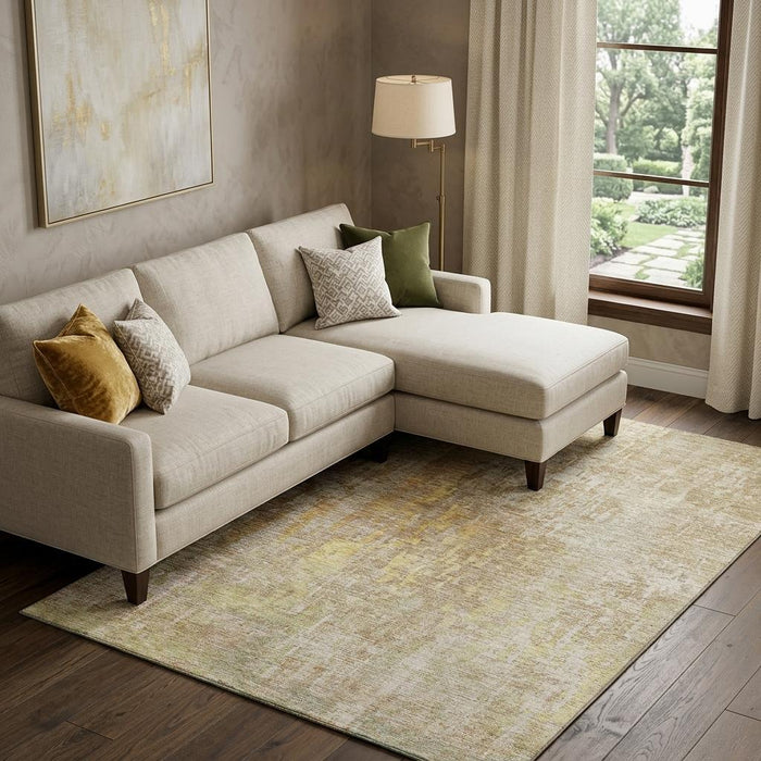 10' X 14' Abstract Washable Area Rug With UV Protection (692268) - Fern Green / Blue / Beige