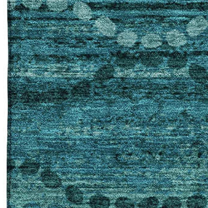 10' X 14' Abstract Geometric Washable Area Rug With UV Protection (715339) - Turquoise / Aqua