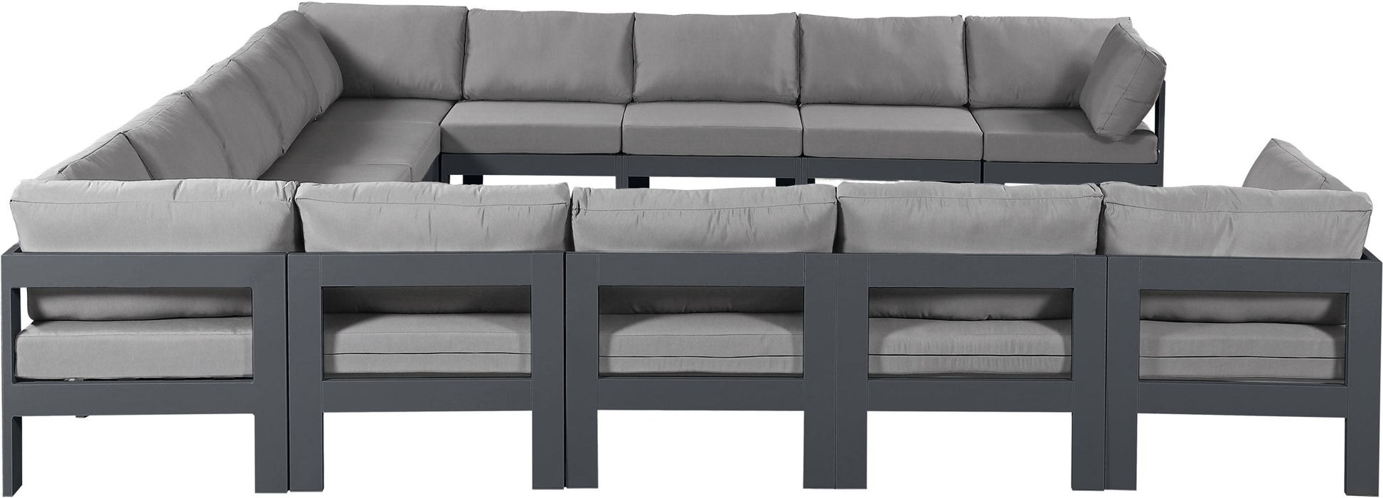 Nizuc - Outdoor Patio 13 Piece Modular Sectional With Gray Frame