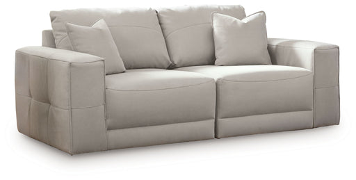 Gray Benchcraft® Next-Gen Gaucho 2-piece sectional loveseat with plush cushions and modern design, perfect for contemporary living rooms.