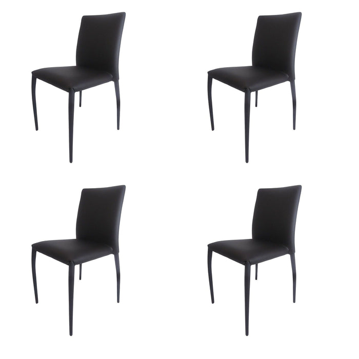 Upholstered Faux Leather Dining Room Side Chairs (Set of 4) - Black