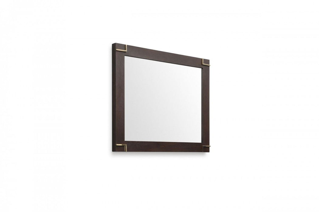 33" Brown And Framed Accent Mirror - Gold