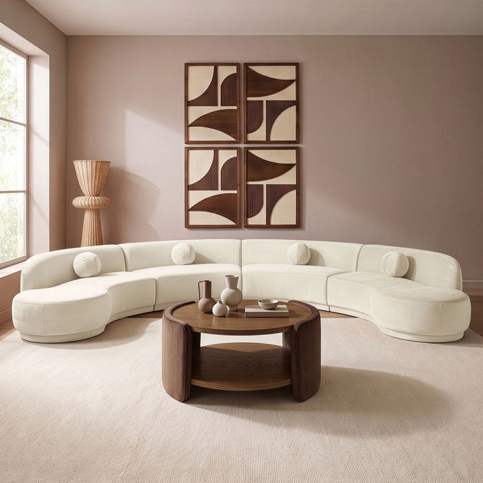 Meridian Furniture Avra 189-inch velvet performance fabric sectional sofa with plush upholstery and modern design.