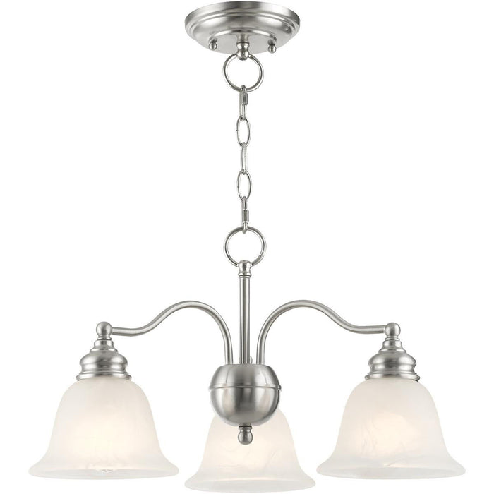 Dimmable Three Light Chandelier With Shades - Nickel
