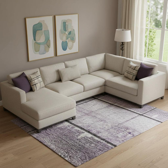 10' X 14' Geometric Washable Area Rug With UV Protection (706559) - Purple / Gray