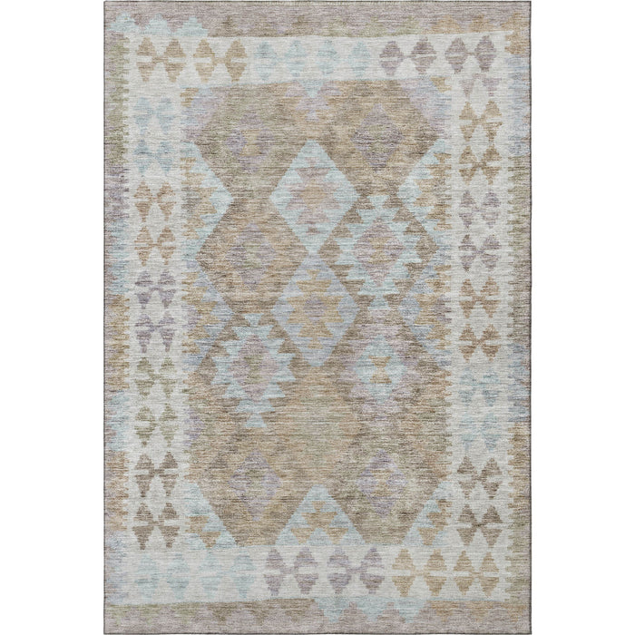10' X 14' Tribal Washable Area Rug With UV Protection (707941) - Khaki / Ivory