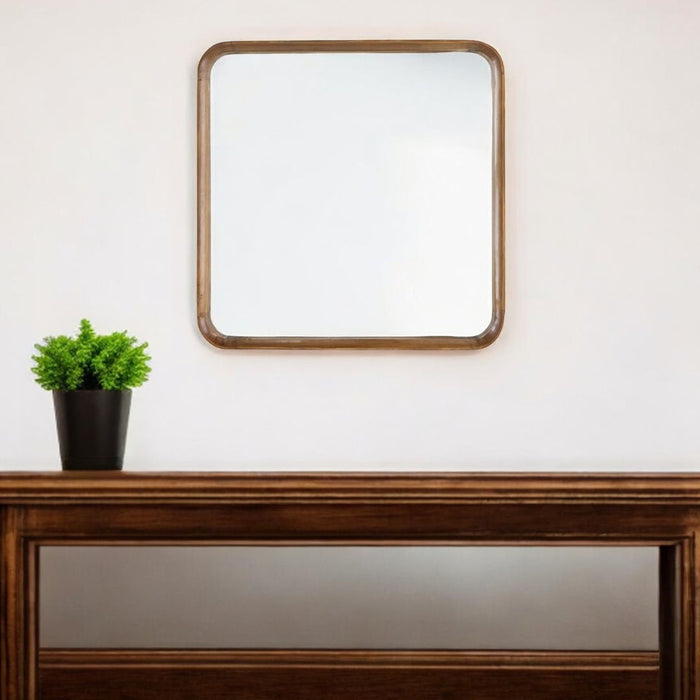32" Square Framed Accent Mirror - Brown