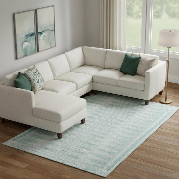 10' X 14' Geometric Washable Area Rug With UV Protection (708049) - Turquoise / Aqua