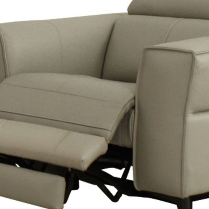 Genuine Leather Power Recliner - Gray