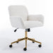 Giga swivel office chair with artificial rabbit hair upholstery, metal base, adjustable height, and armrests for home or vanity use.