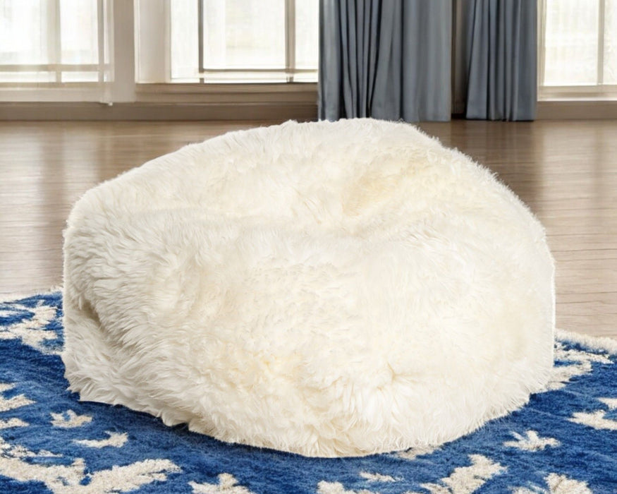 Short-Hair Sheepskin Bean Bag - White