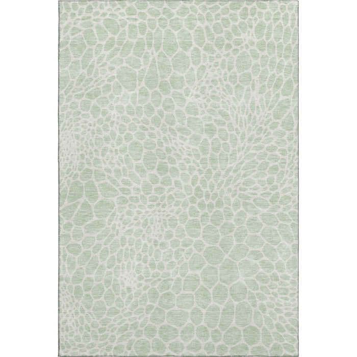 10' X 14' Geometric Washable Area Rug With UV Protection (673073) - Mint Green / Ivory