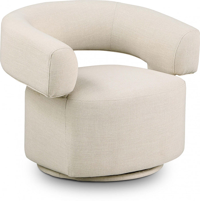 Niya swivel accent chair by Meridian Furniture featuring a modern design with plush upholstery and a rotating base.