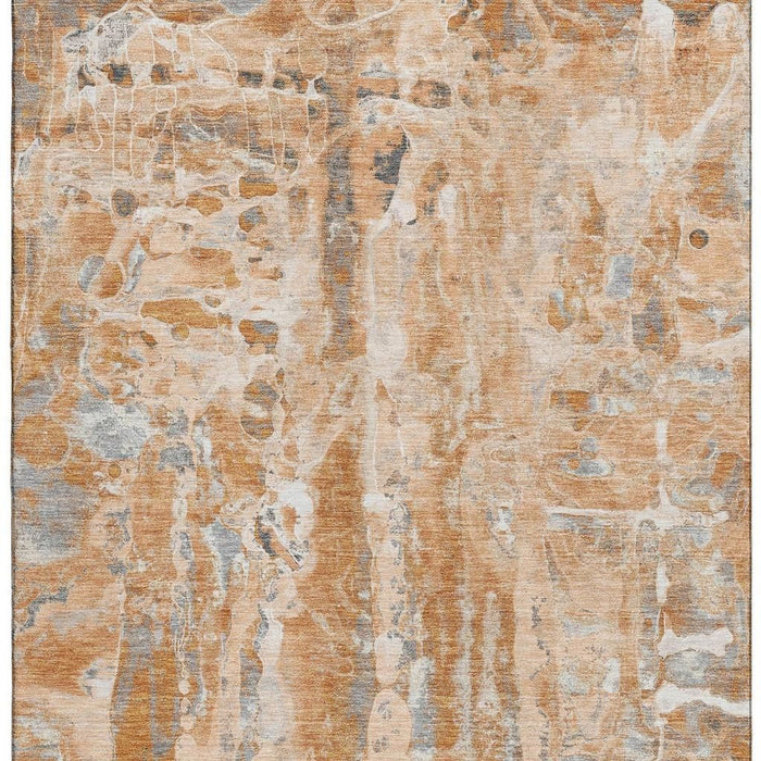 10' X 14' Abstract Washable Area Rug With UV Protection (718520) - Orange / Ivory