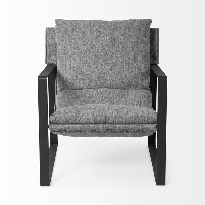 Fabric Wingback Chair - Gray / Black