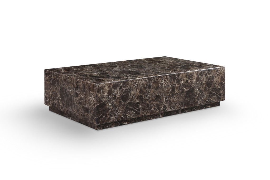 Genuine Marble Block Coffee Table - Brown