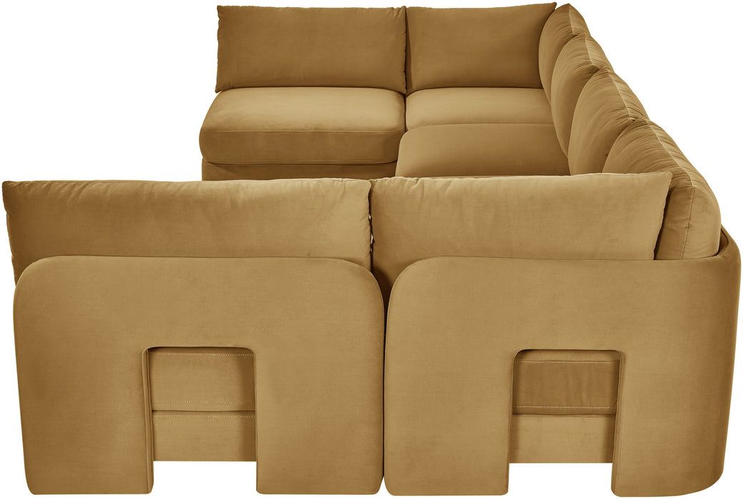 Meridian Furniture Hammond velvet performance fabric 6-piece U-shaped armless sectional sofa with plush upholstery and modern design