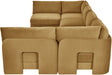 Meridian Furniture Hammond velvet performance fabric 6-piece U-shaped armless sectional sofa with plush upholstery and modern design