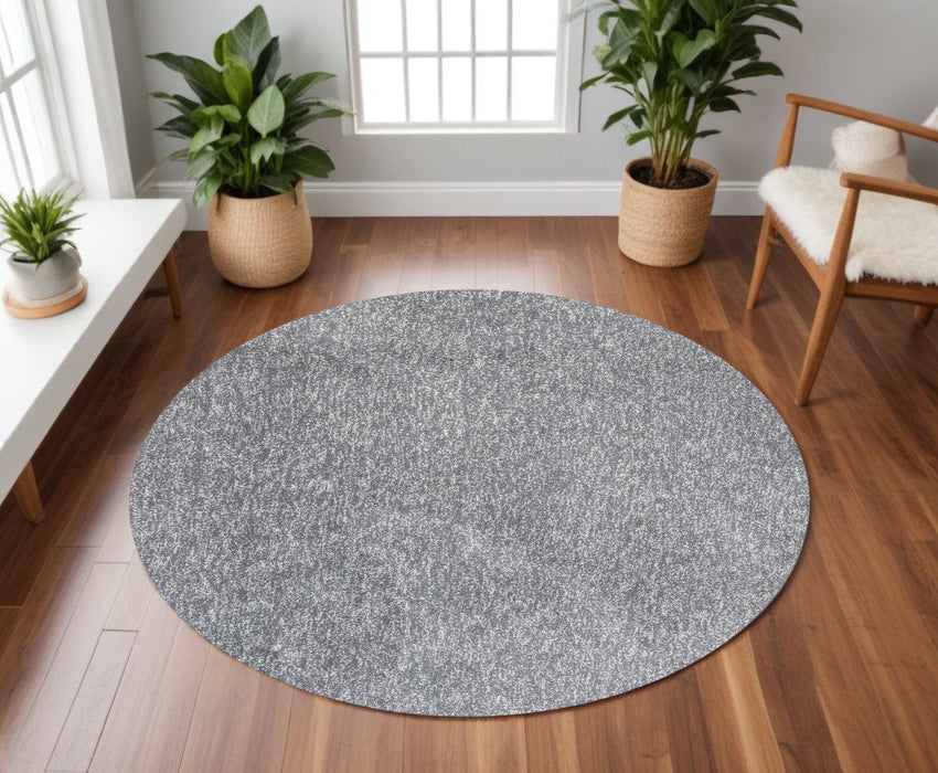 8' Round Hand Woven Area Rug - Gray