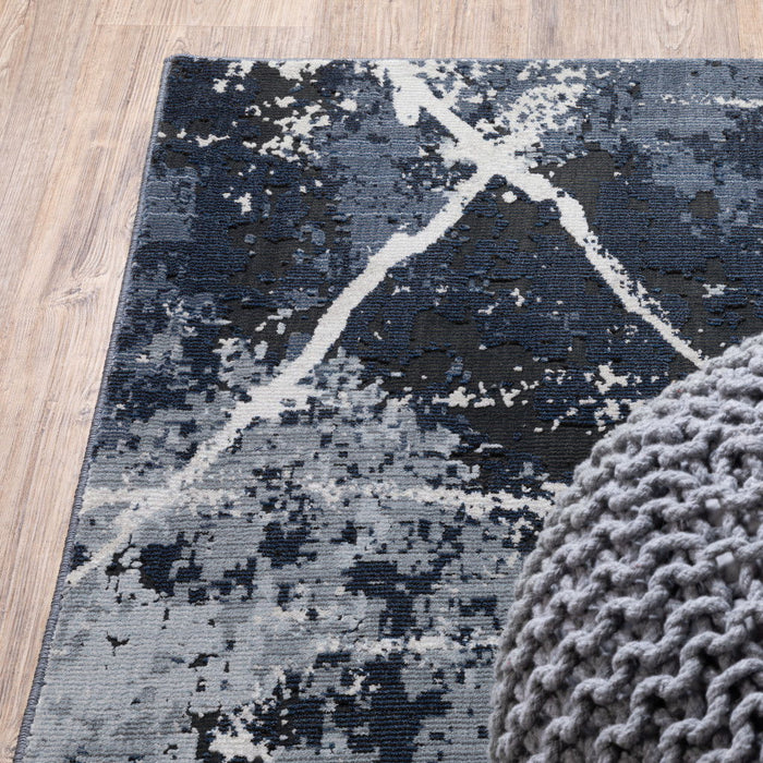 10' x 13' Abstract Power Loom Stain Resistant Area Rug - Blue Gray And Beige