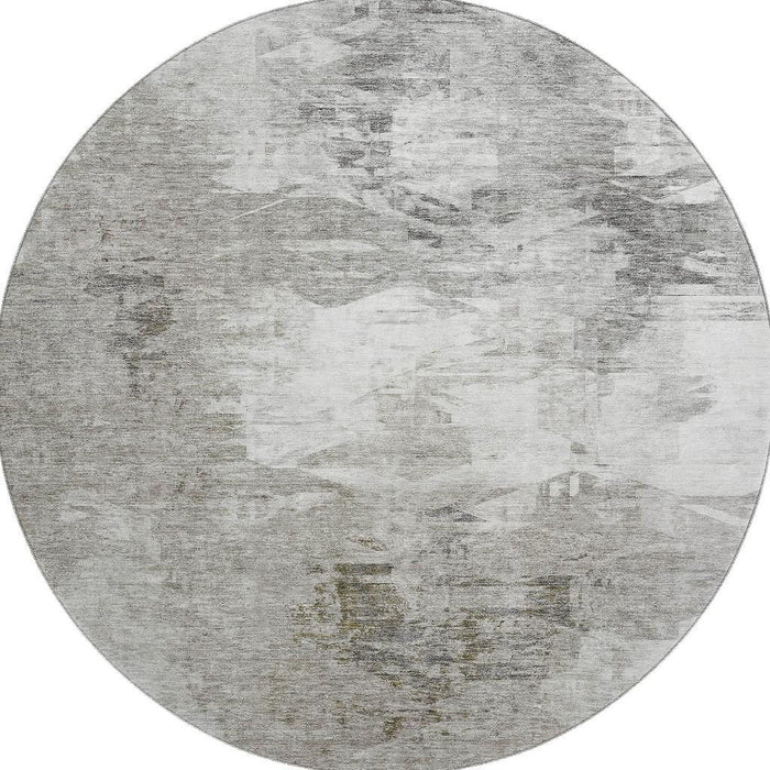 8' Abstract Washable Round Rug With UV Protection (650767) - Beige / Ivory