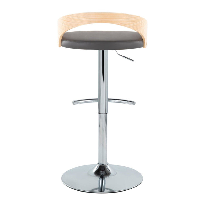 Grotto - Adjustable Barstool - Chrome Metal, Natural Wood