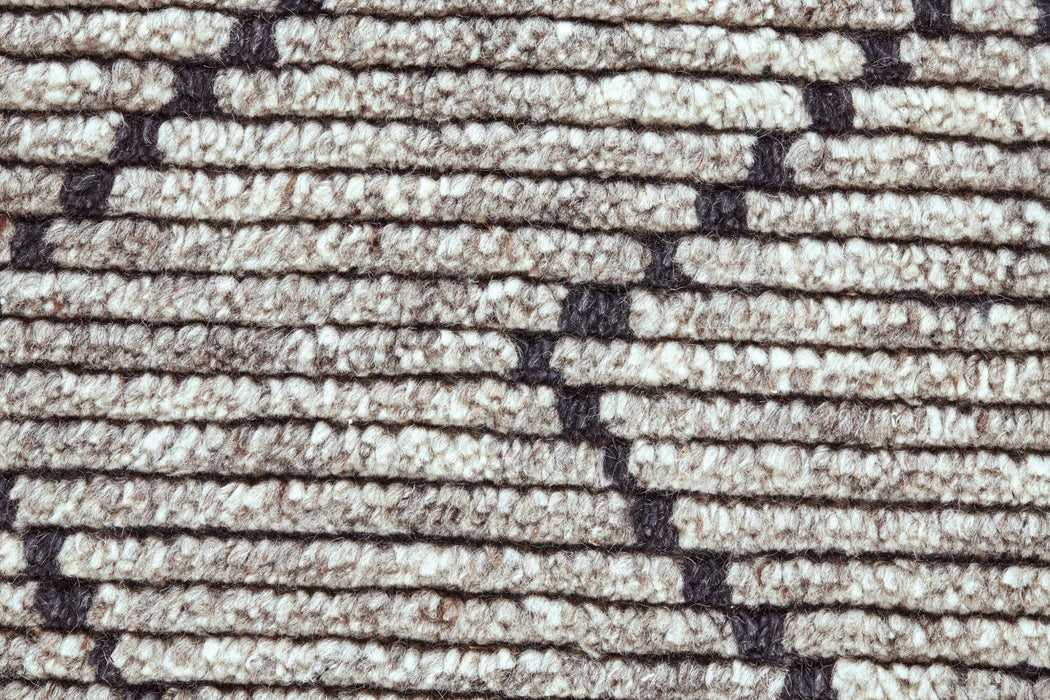 9' X 13' Wool Geometric Hand Knotted Area Rug (744415) - Taupe / Blue / White