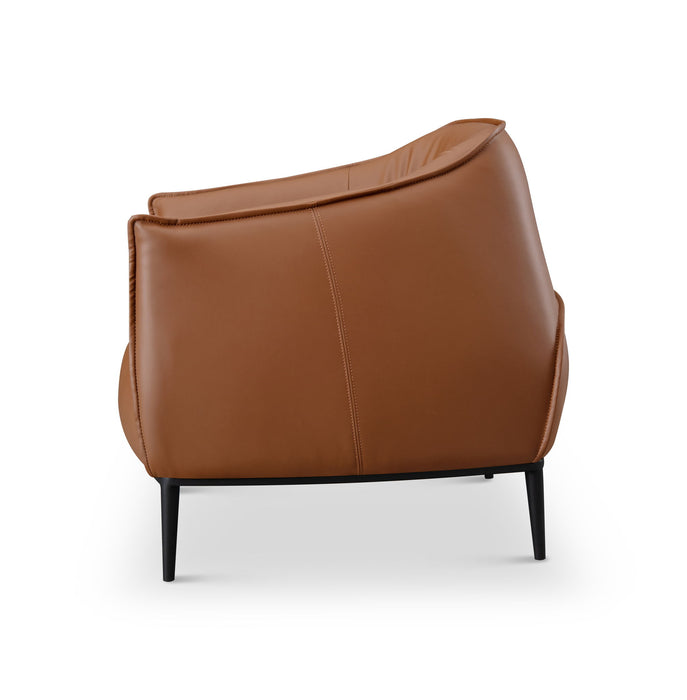 Faux Leather Wood Arm Chair - Brown