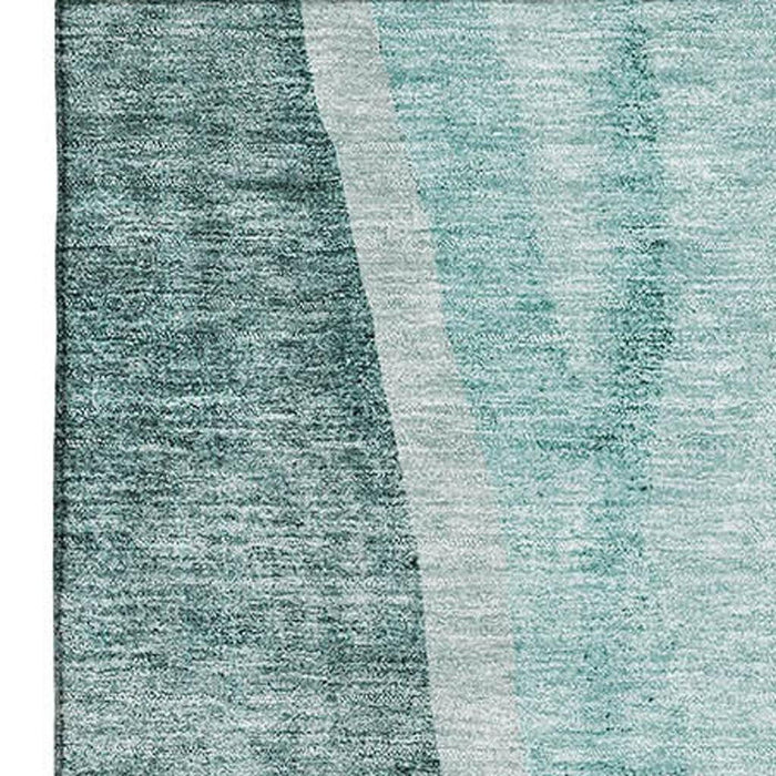 9' X 12' Abstract Washable Area Rug With UV Protection (655336) - Teal / Ivory