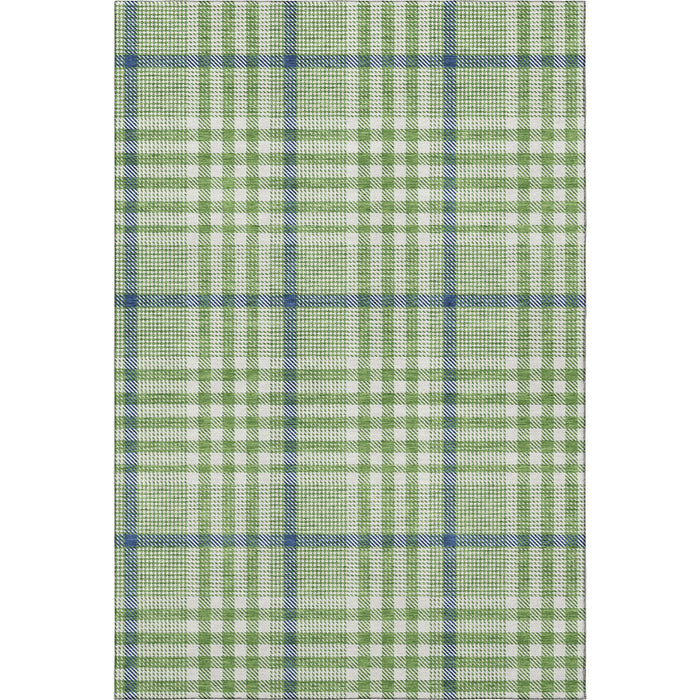 10' X 14' Plaid Washable Area Rug With UV Protection (682625) - Green / Ivory / Blue