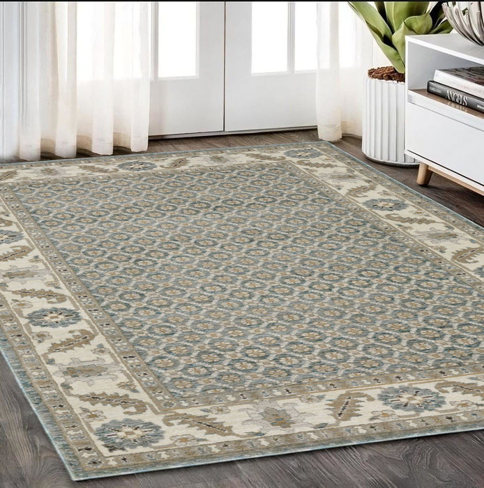 5' X 7' Oriental Area Rug - Blue And Ivory