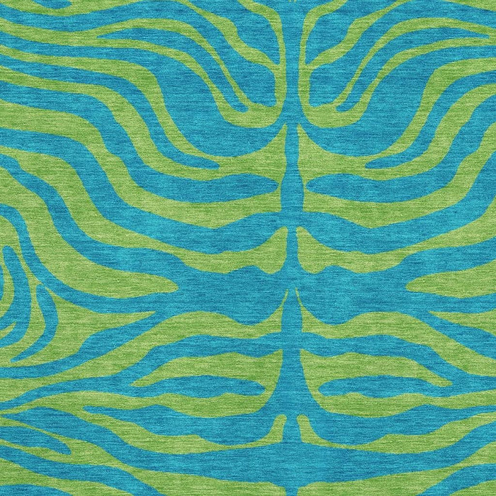 10' X 14' Animal Print Washable Area Rug With UV Protection (681863) - Teal / Lime Green